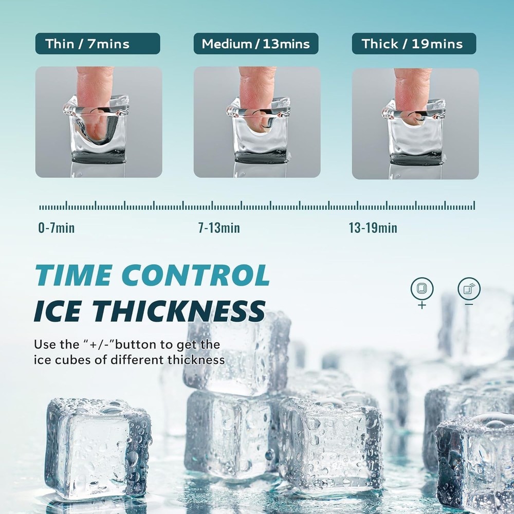 Rapid 16-Cube Ice Maker with External Tank - Ultra Quiet & 7-Minute Cycle