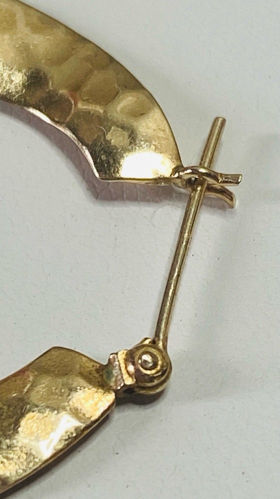 Vintage 14K Yellow Solid Gold Hoop Earring Pair