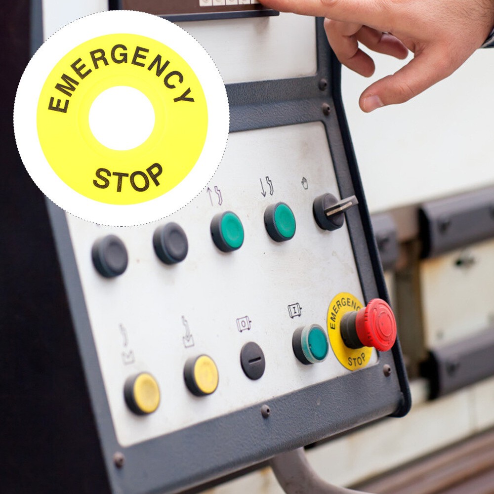 10PCS Emergency Stop Rings Emergency Sign Labels Button Push Switch Accessories