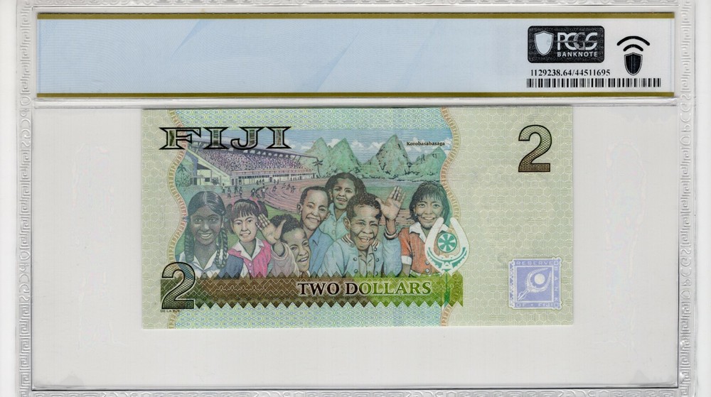Fiji 2011 $2 PCGS Banknote UNC 64 PPQ Pick 109b Low Serial #