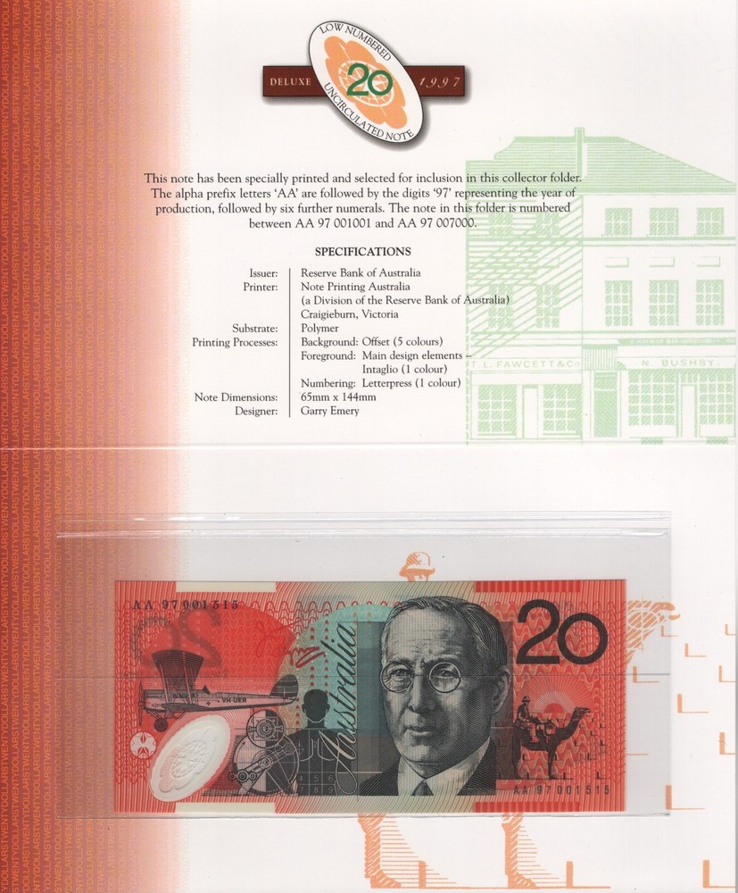 1997 Australia $5, 10, 20, 50, 100 Low Numbered Uncirculated Deluxe Note Set