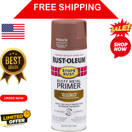 Rust-Oleum Stops Rust Spray Paint Oil-Based, 12-Ounce, Flat Rusty Metal Primer