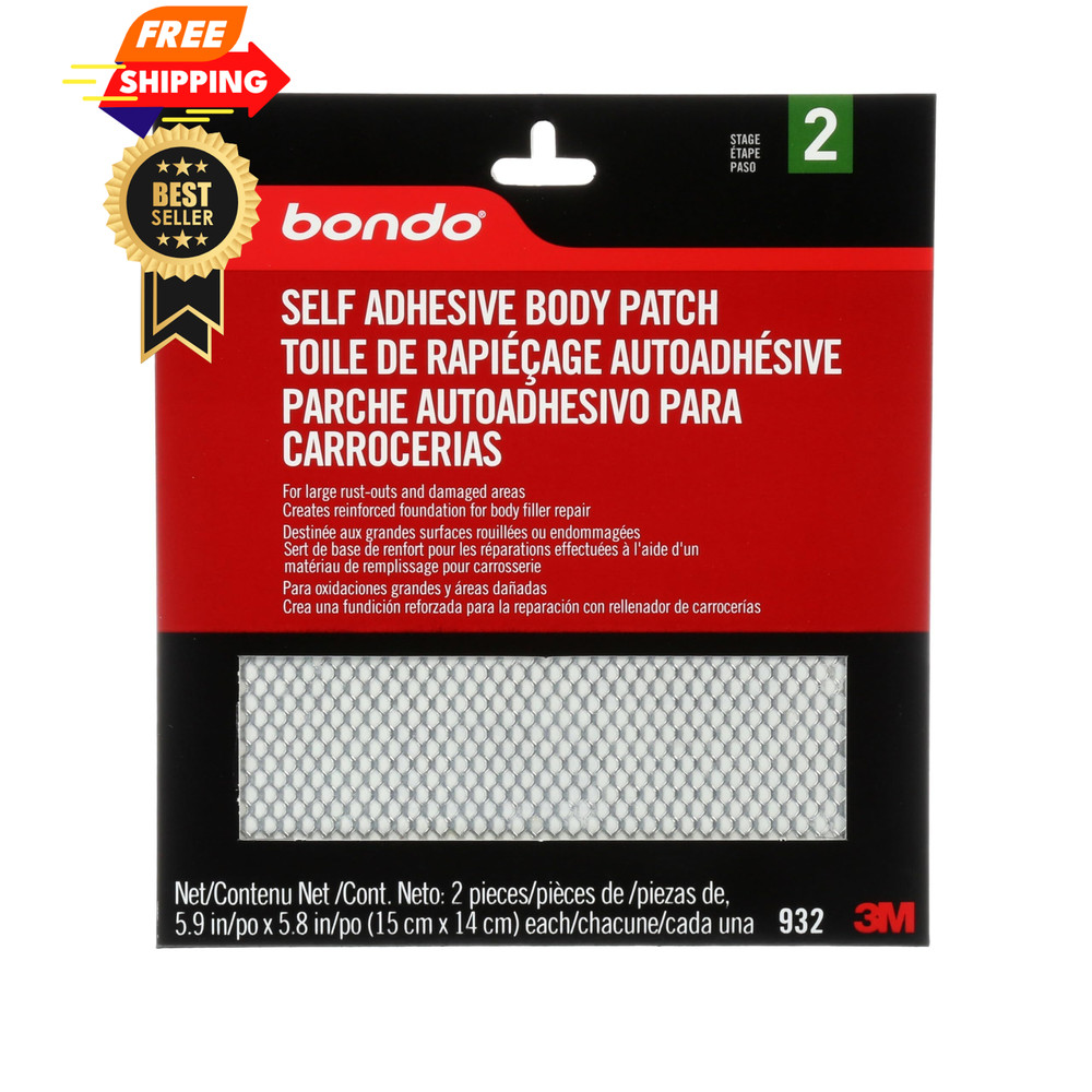 Bondo Self-Adhesive Body Patch, For Large Rust-Outs and Pack, Metallic