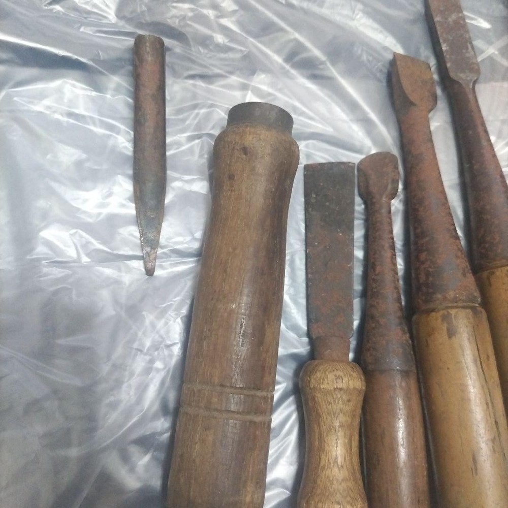 Vintage Japanese Chisel Set Tool 8 Pieces Carpentry