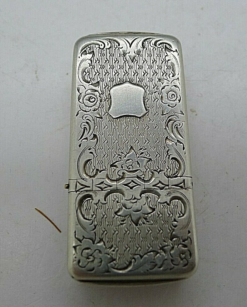c.1821 SOLID SILVER HAND CHASED COMBINATION SNUFF BOX w/ CHEROOT CUTTER RARE