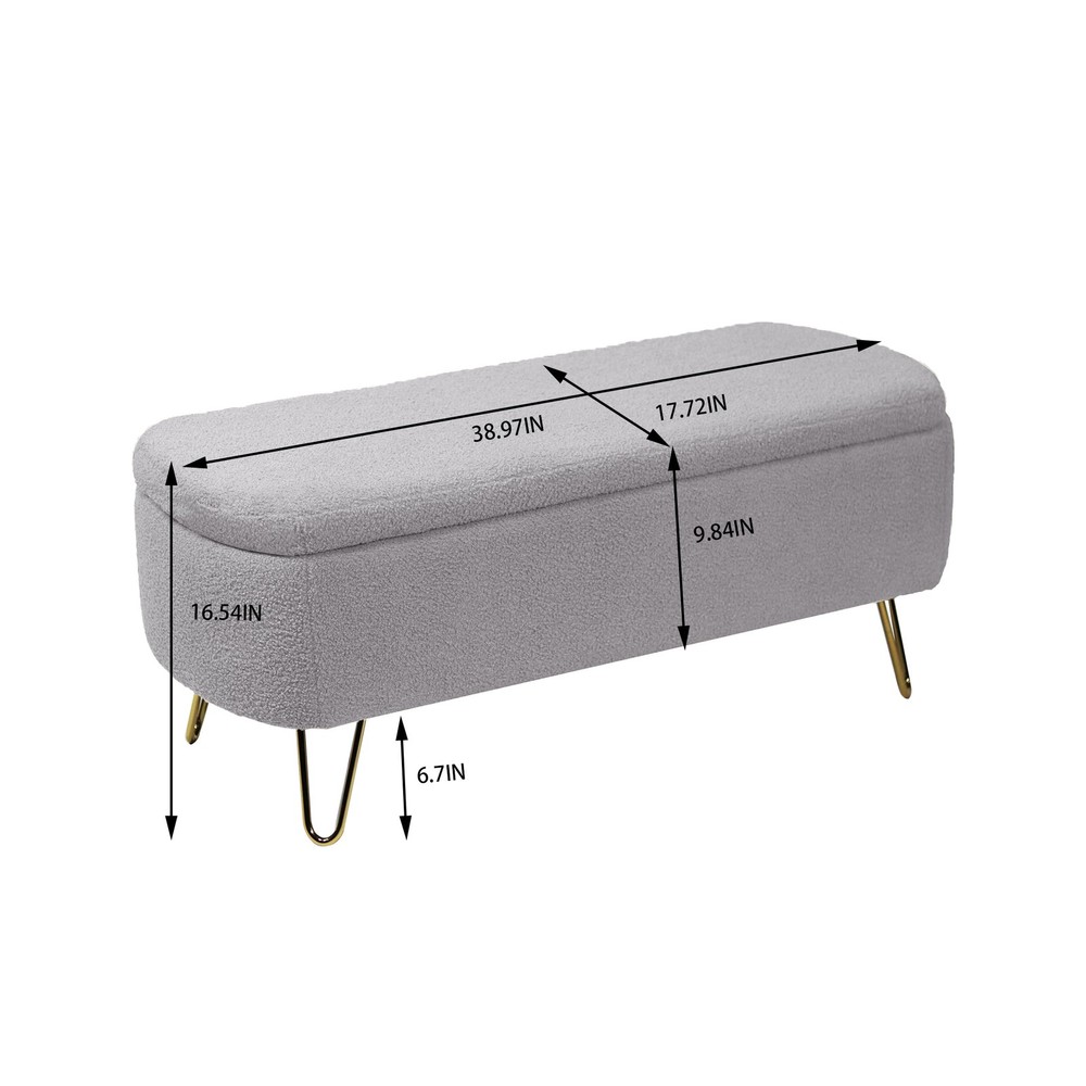 Storage Ottoman Bench Upholstered Padded with Storage Entryway