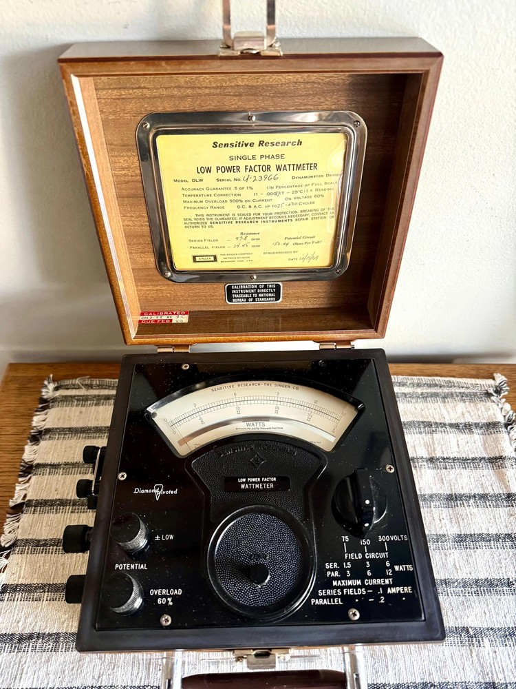 Vtg Portable Singer Single Phase Low Power Factor Wattmeter