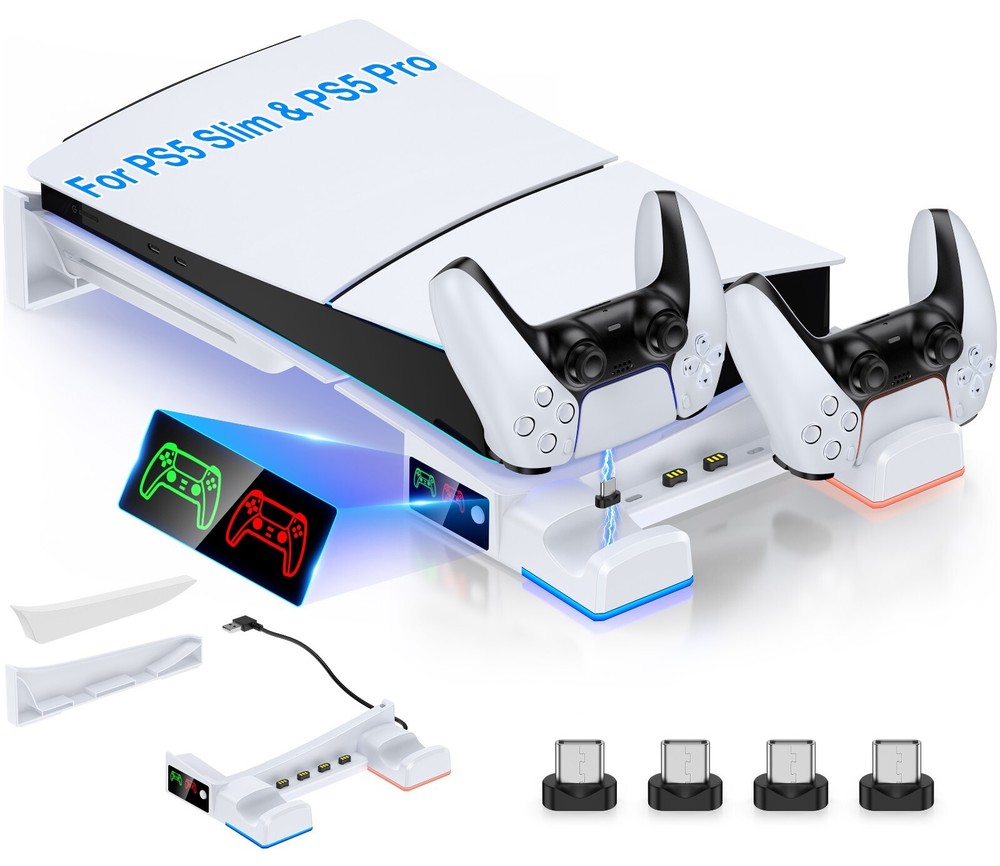 PS5 Horizontal Stand Charging Stand for PS5 Pro/PS5 Slim Console,PS5 Controller
