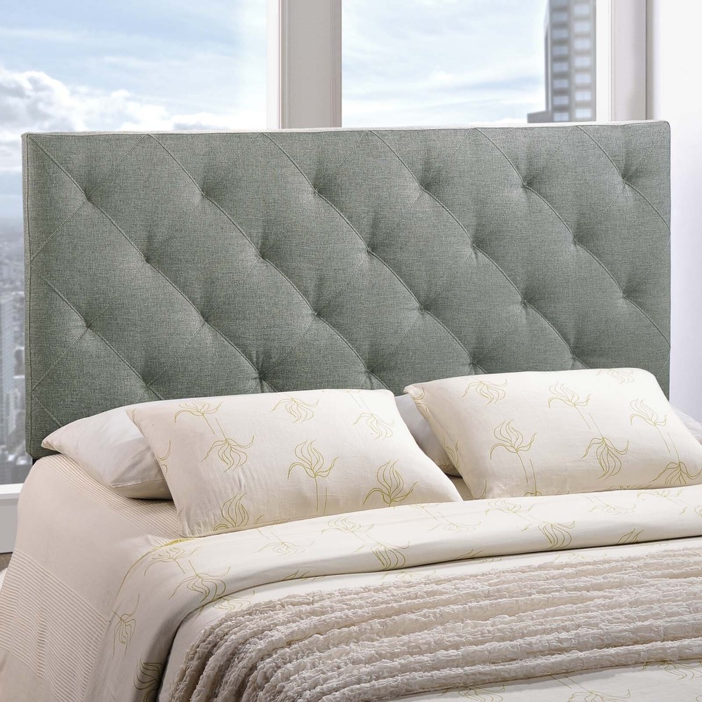 Modway Tufted Gray Fabric Upholstered Queen Headboard