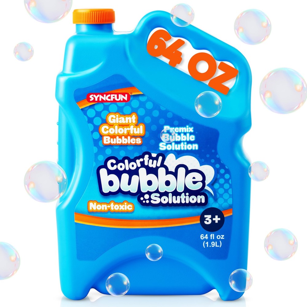64 oz Premixed Bubble Solution, 1.9L Giant Pre-Mix Refill Solution for Bubble...
