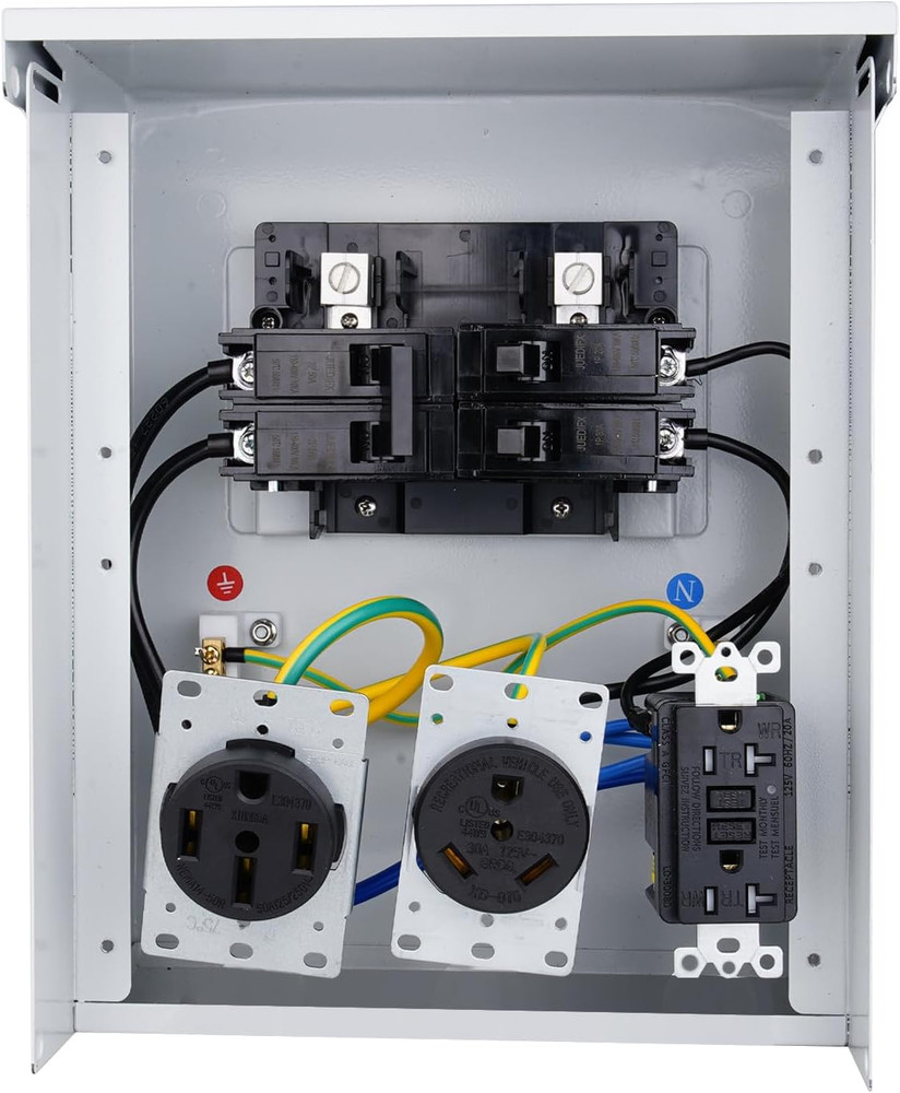 RV Electrical Outlet Panel, Temporary Power Outlet Panel with Surge Protection,