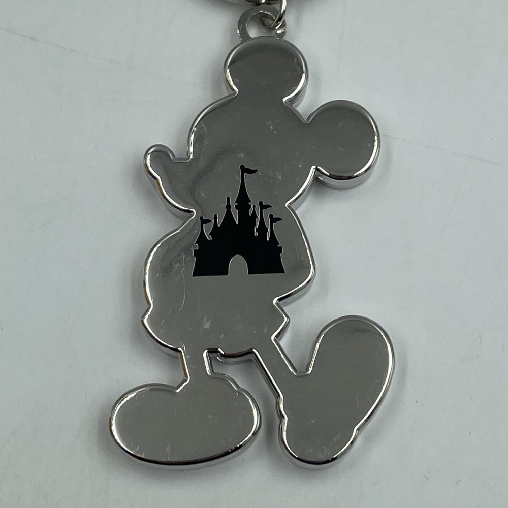 Mickey Mouse Shaped Rainbow Solid Metal Keyring • Disney Park Exclusive • New