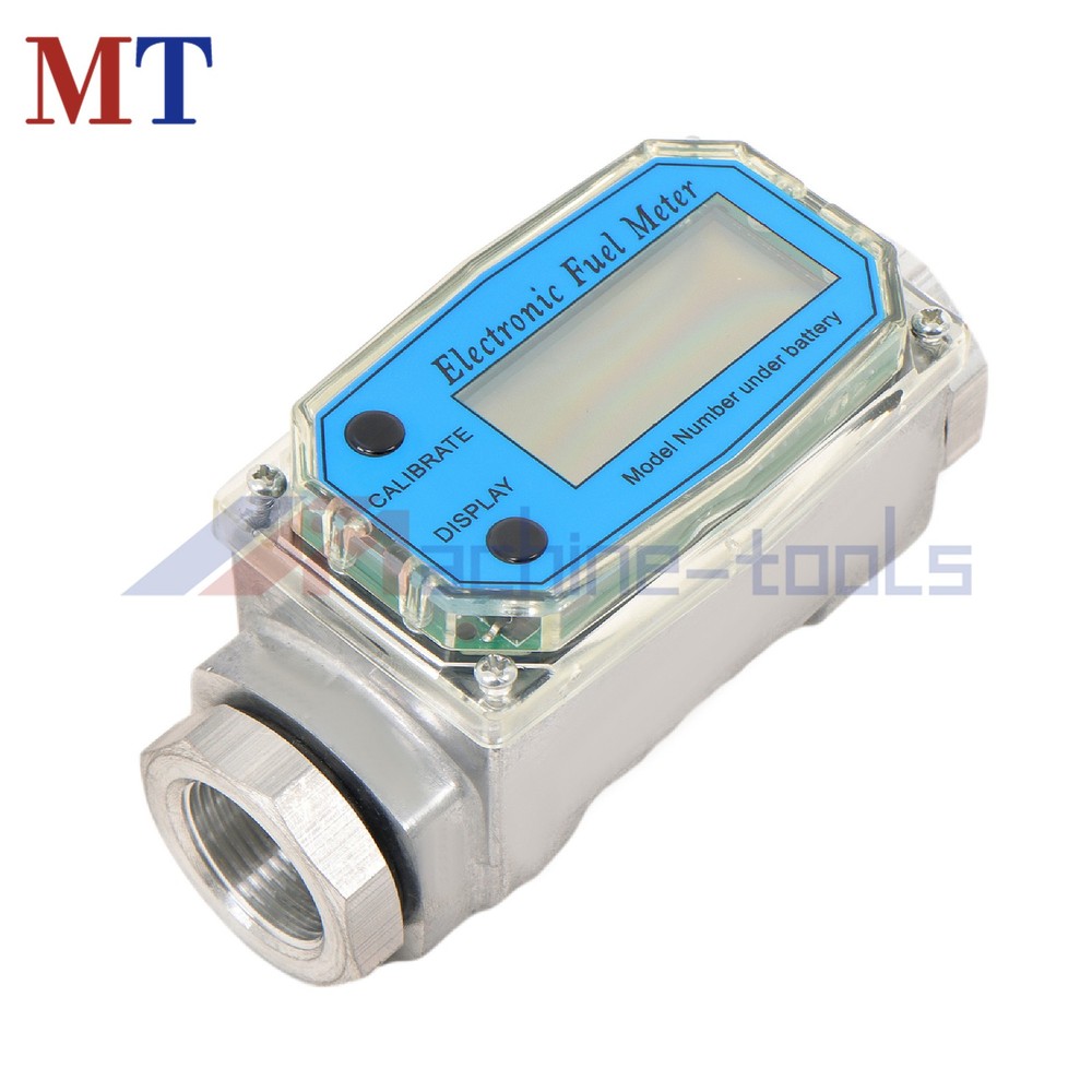 2.6-26 GPM Digital Turbine Flow Meter For Liquid Flow Meter w/ 3/4 Interface 1"