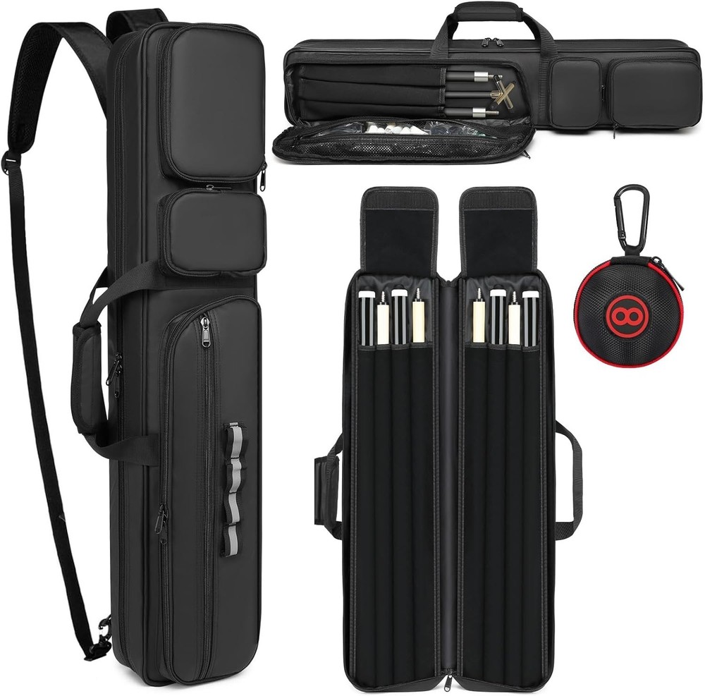 High-Quality Pool Cue Case - 4x4 Design, Adjustable Straps & Padded Protection
