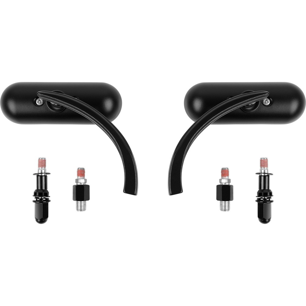 Black Motorcycle Mini Oval Rear View Mirrors For Harley Davidson Custom Bagger
