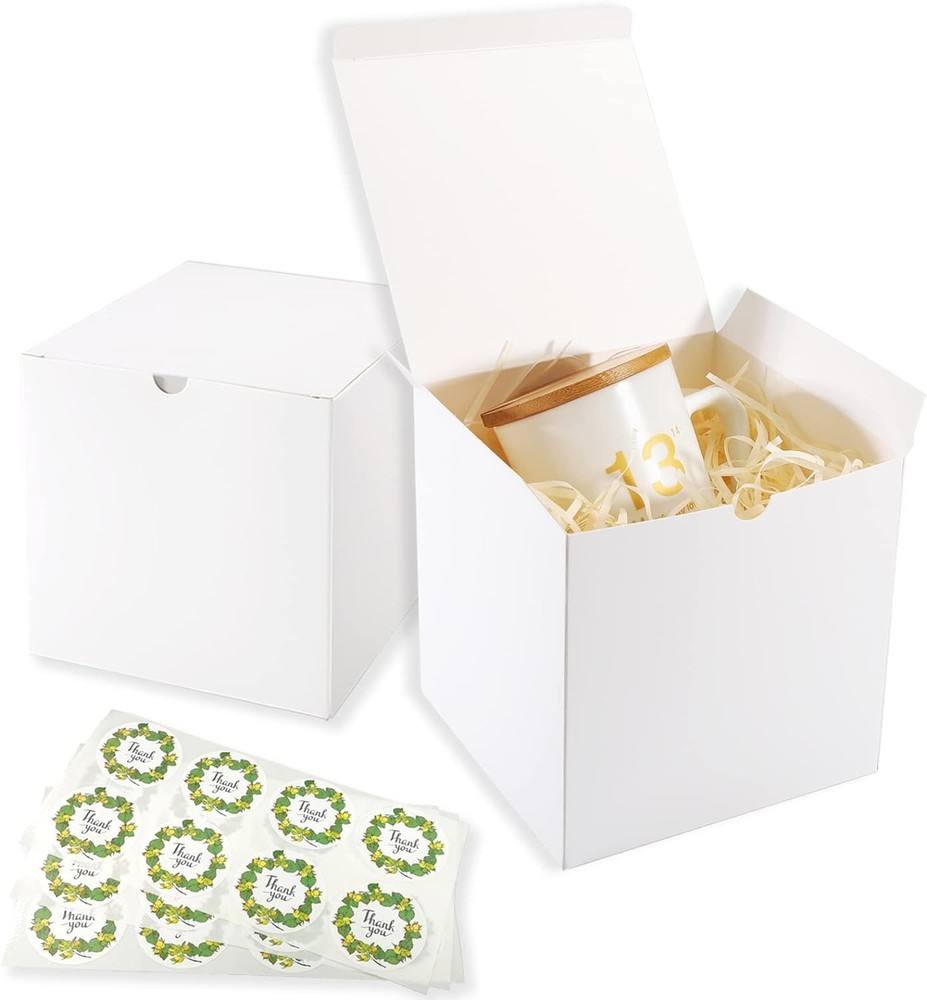 5x5x5 White  Boxes, Small Cube Present Boxes with Lids for Birthday,