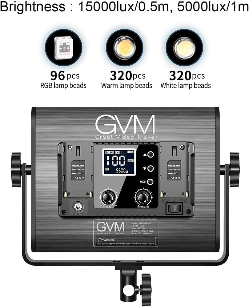 RGB LED Video Light Kit Photography Studio Lighting Set