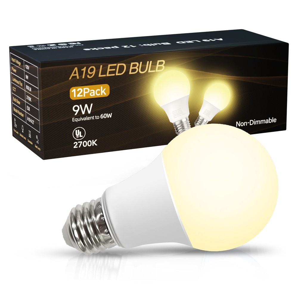 24 Pack A19 LED Light Bulbs 9W Equivalent 60W Replacement Daylight 5000K E26