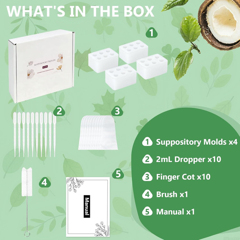 Reusable Suppository Molds Kit,2Ml, Silicone Suppository Molds Kit Includes 4 Tr