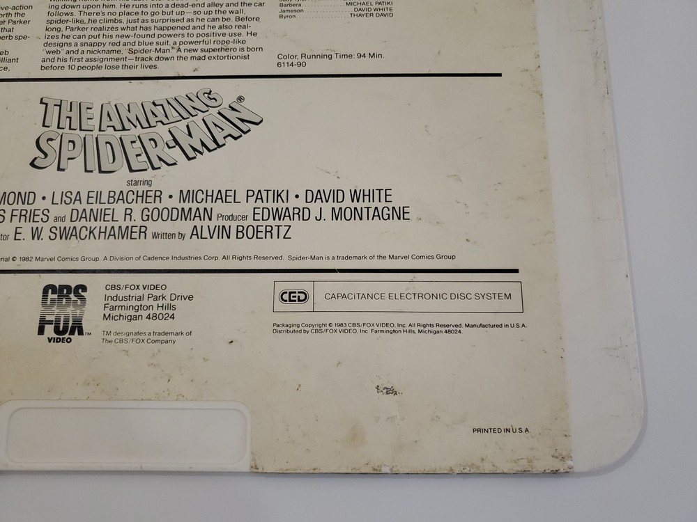 The Amazing Spider-Man Live Action CED VideoDisc (1983)