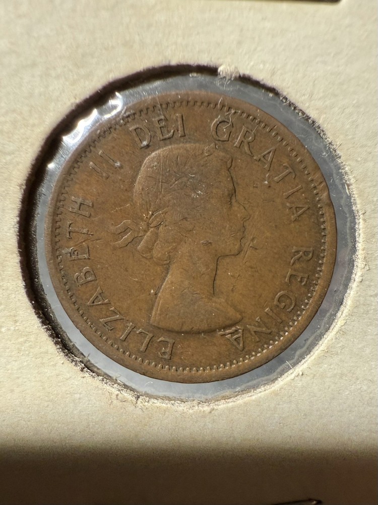 Canada 1955 No Shoulder Fold? 1 Small Cent Coin
