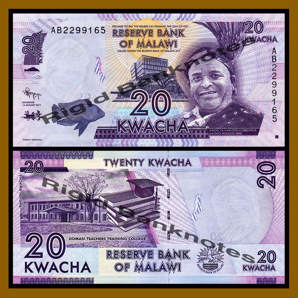 Malawi 20 Kwacha, 2012 P-57 Fish Banknotes Unc