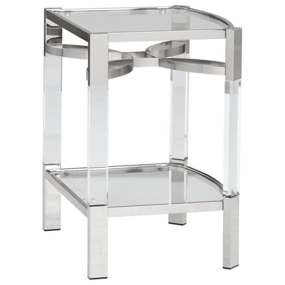 Bowery Hill Clear Acrylic and Silver Accent Table