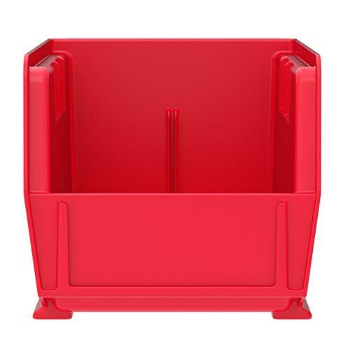 Stackable Plastic Storage Bins 11x4 Red Heavy Duty Organizer 12 Pack