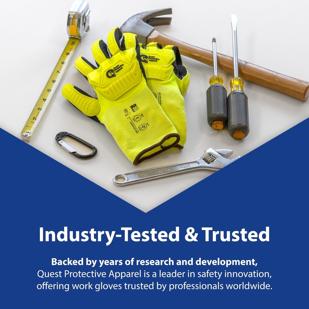Quest Protective Apparel High Visibility Cut and Impact Resistant Work Gloves...