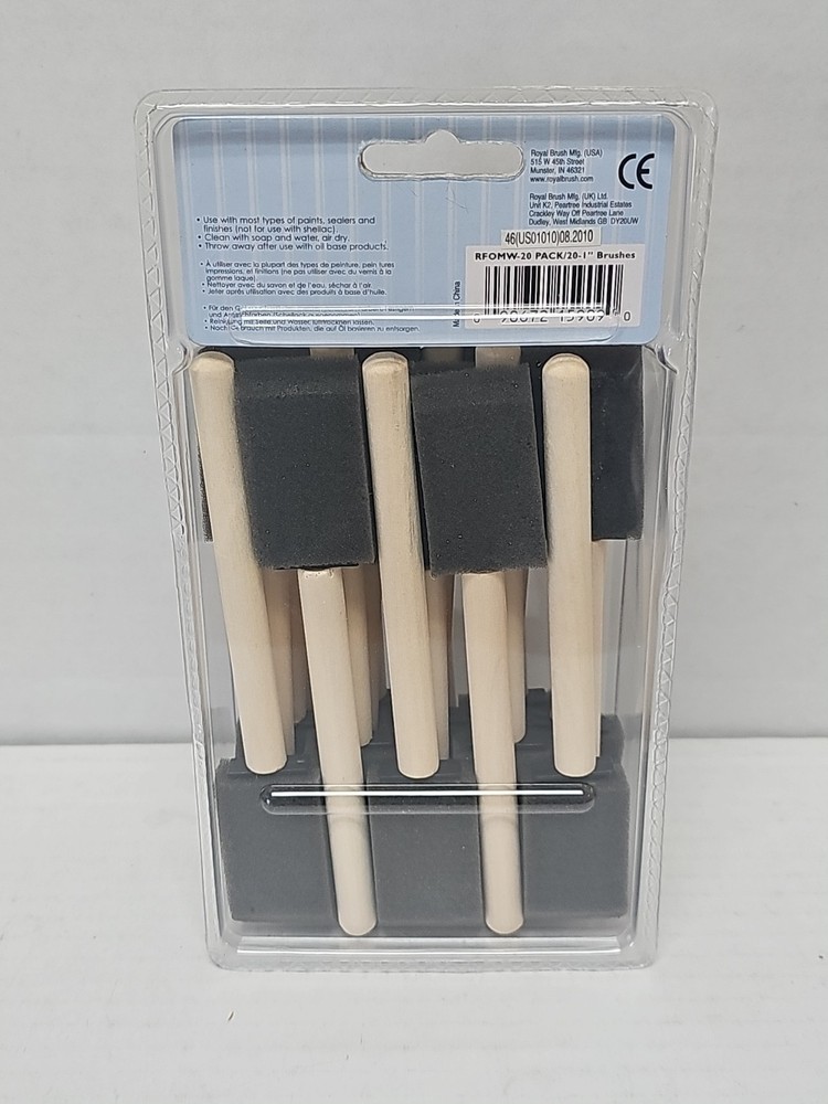 Sealed Crafter's Choice Foam Brushes 20/Pkg 1" Width