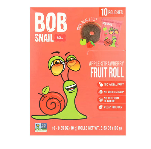 Bob Snail Fruit Roll Apple Strawberry 2 Pack