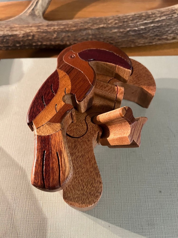 Parrot Wood Puzzle Box With Hidden Compartment