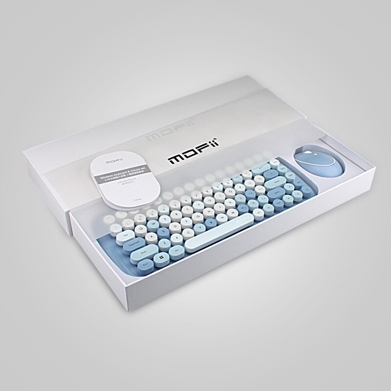 Mofii CANDY Keyboard Mouse Combo Wireless 2.4G Mixed Color 84Key Blue
