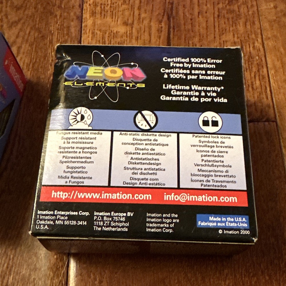 Imation Neon Elements 2 HD Diskettes IBM Formatted 12 X 2
