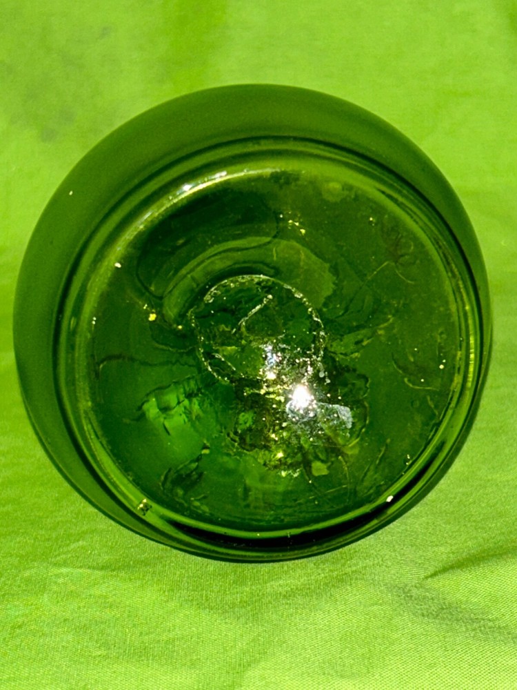 An Old Pontiled Satin Green Barber Bottle