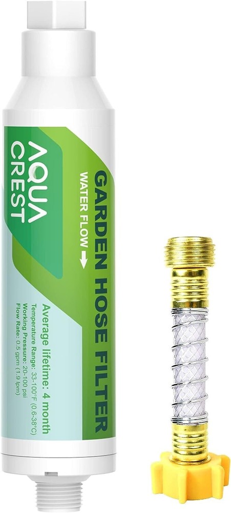 AQUA CREST Hose Water Filter with Hose Protector,Reduces Chlorine, dor, Calcium