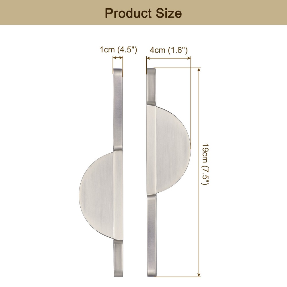 4 Pack Brushed Silver Cabinet Pulls Semicircle Cabinet Handle 2-1/2 Inch (64mm)