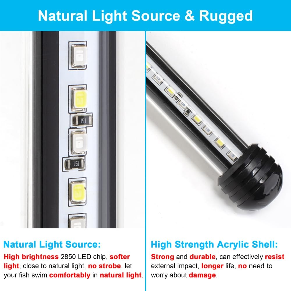 7.5-Inch Submersible LED Aquarium Light Bar with Timer and Dimming Function