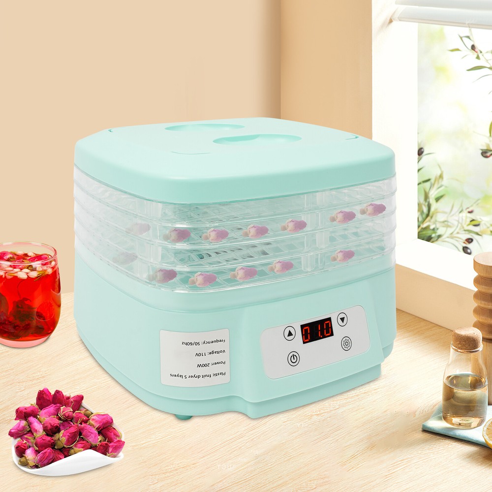 5 Trays Food Dehydrator Machine 200W Adjustable Timer Fruit Drying Machine ABS