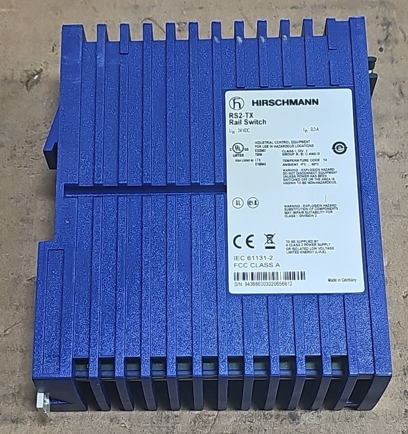 HIRSCHMANN RS2-TX 8-PORT RAIL SWITCH/ETHERNET SWITCH 24 VDC