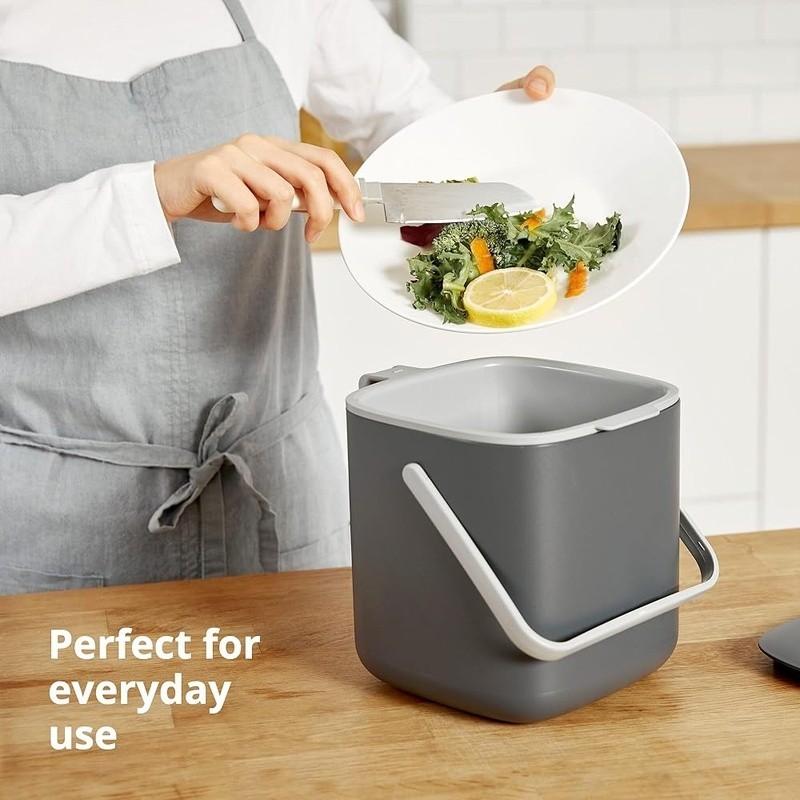 Compact Kitchen Compost Bin Odor Control Easy Clean Countertop Waste Container