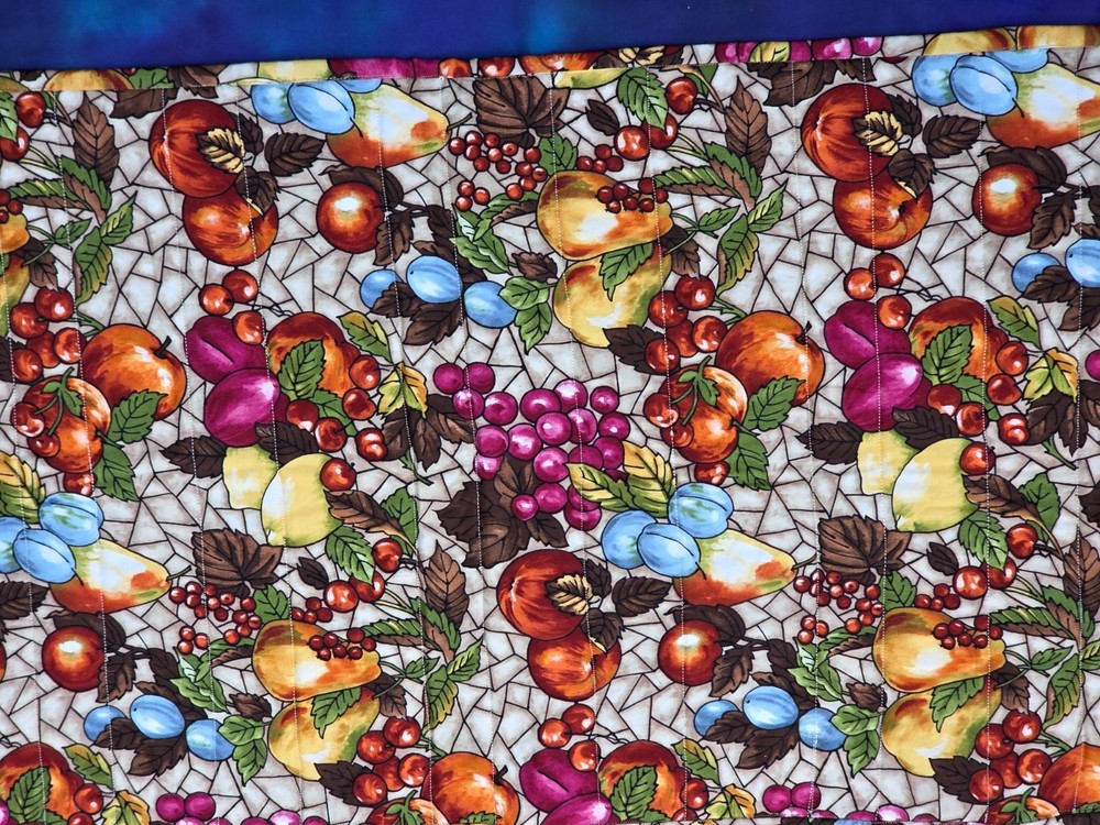 Handmade Quilted Table runner reversible Thanksgiving Fall Autumn fruit grapes