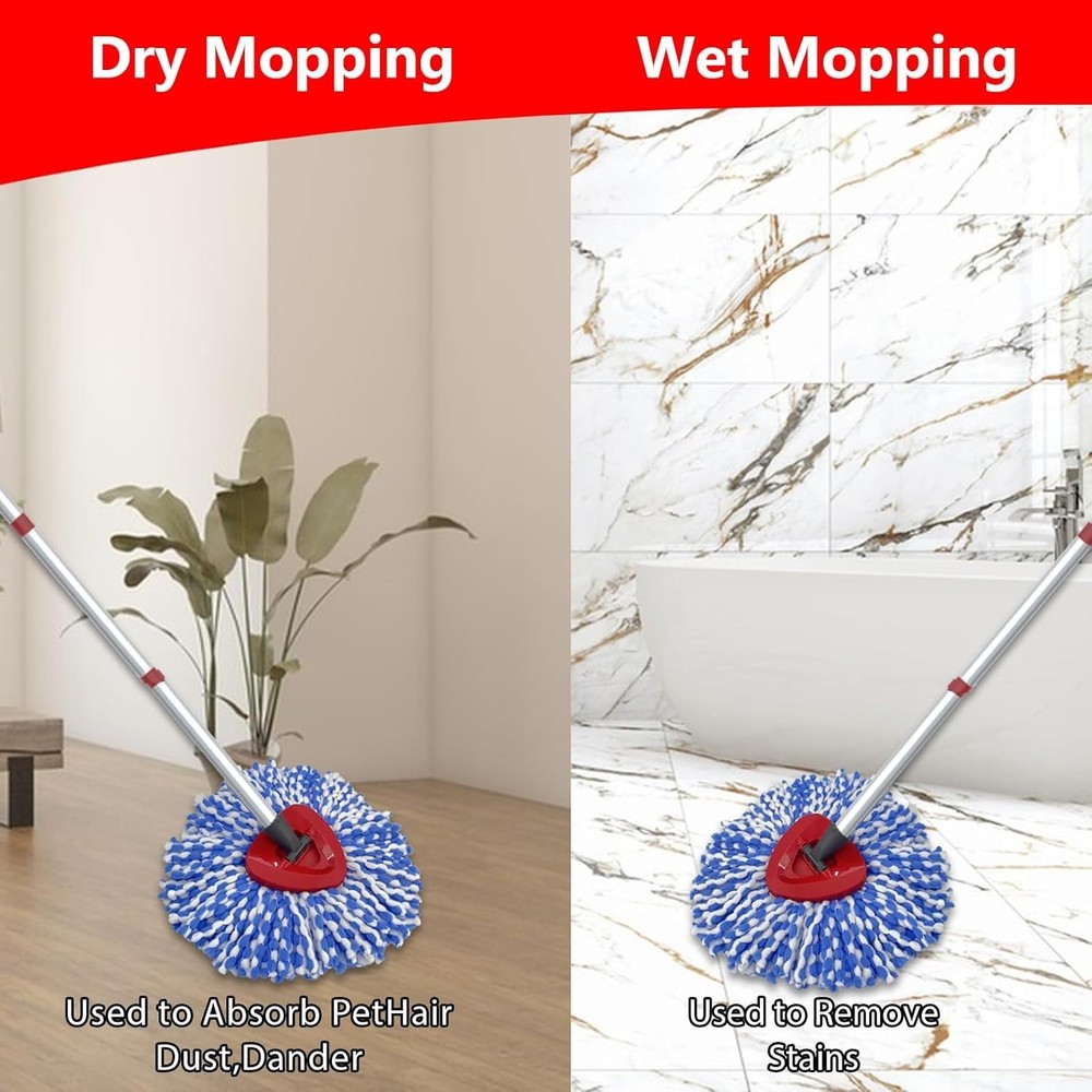 4 Pack Spin Mop Replacement Heads Compatible with O Cedar RinseClean 2 Tank Syst