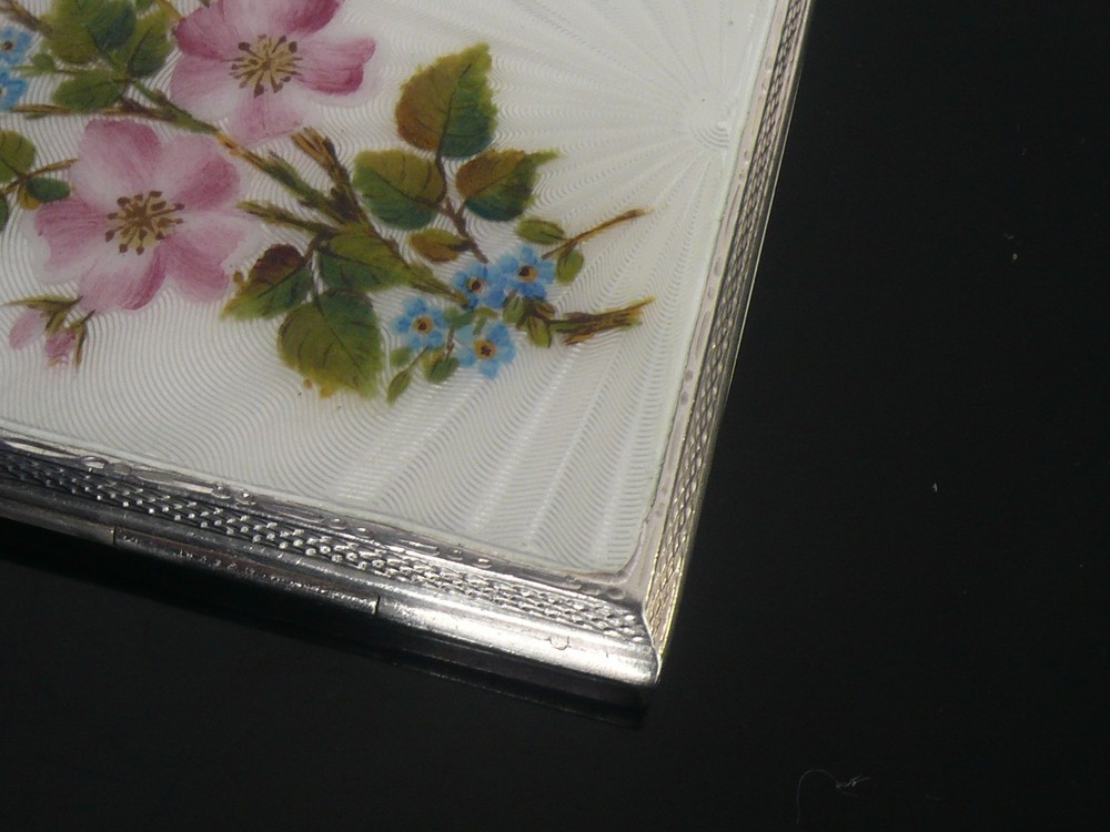 Sterling Silver Enamel Cigarette Case, Birmingham 1944, Bert Gordon