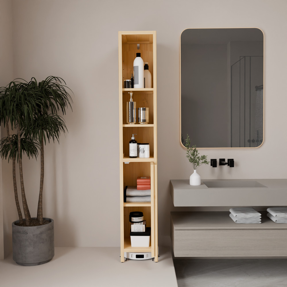 Natural bamboo large capacity thin and tall cabinet