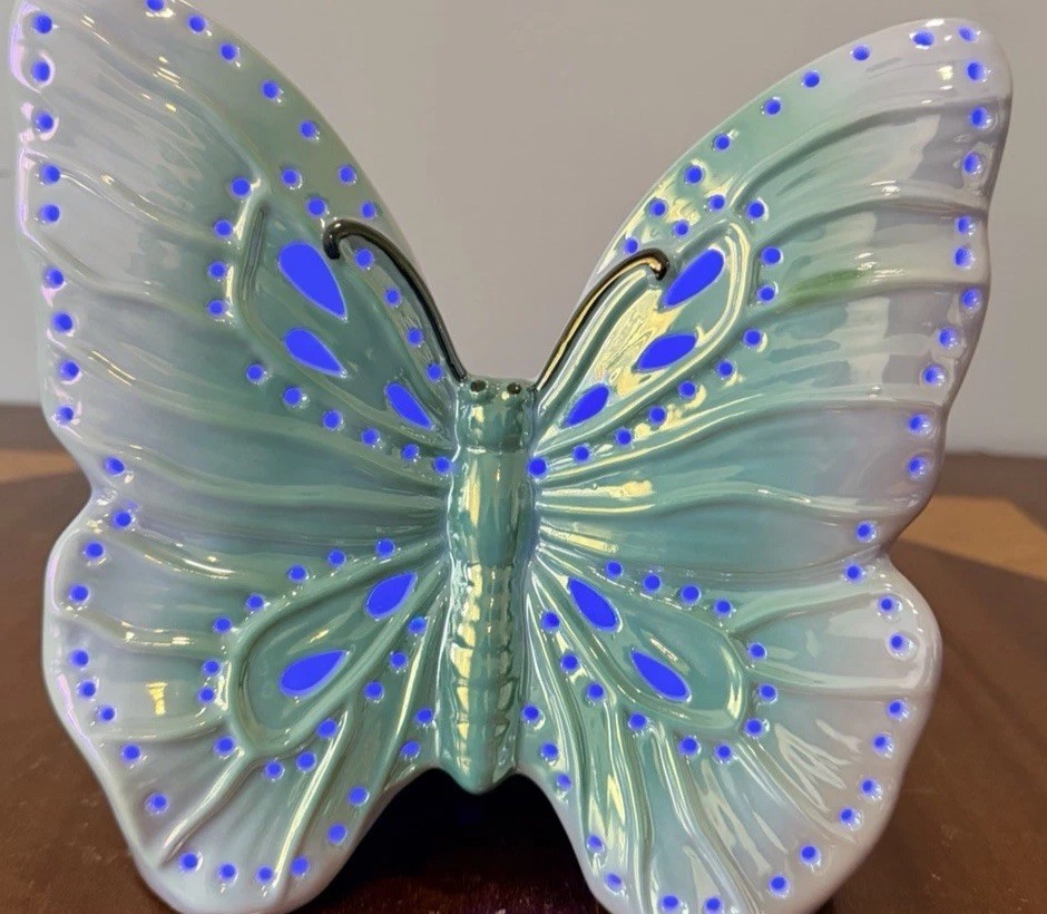 Pearlescent Ceramic Butterfly LED Night Light Color Changing Glow
