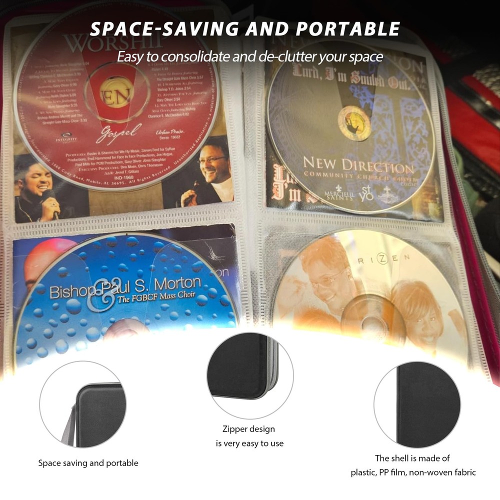 80 Capacity CD/DVD Cases Holders Hard Plastic Protective Storage Organizer