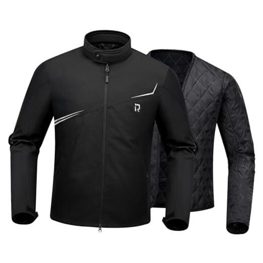 Motorcycle Jacket with CE Armor, Windproof Riding Protective Gear, Medium Black