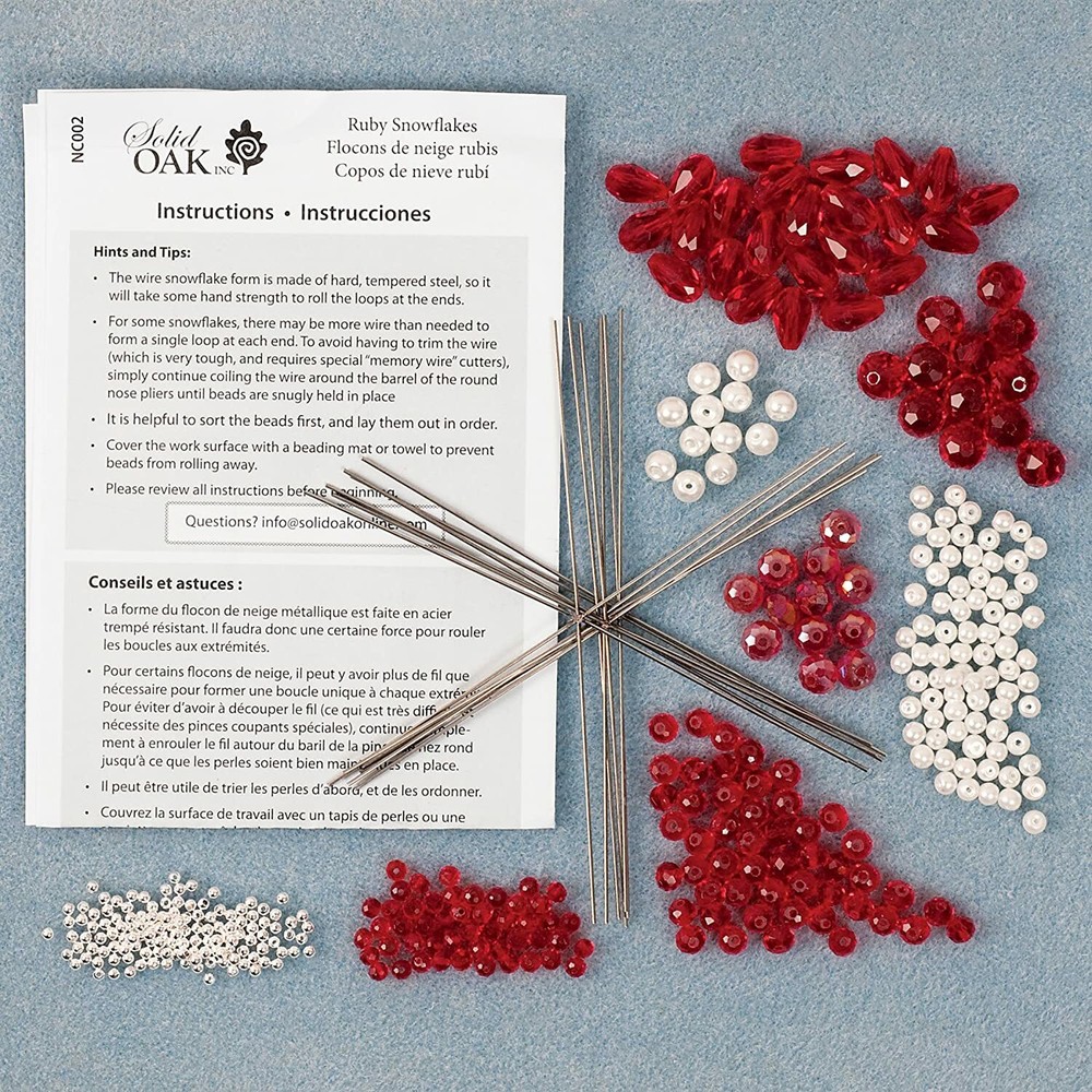 Solid Oak Nostalgic Christmas Beaded Crystal Ornament Kit ~ Ruby Snowflakes