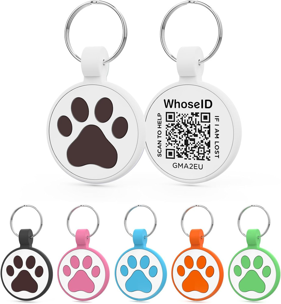 QR Code Cat Tag, Modifiable Profile, Scannable, Instant Email Alert, 1", White